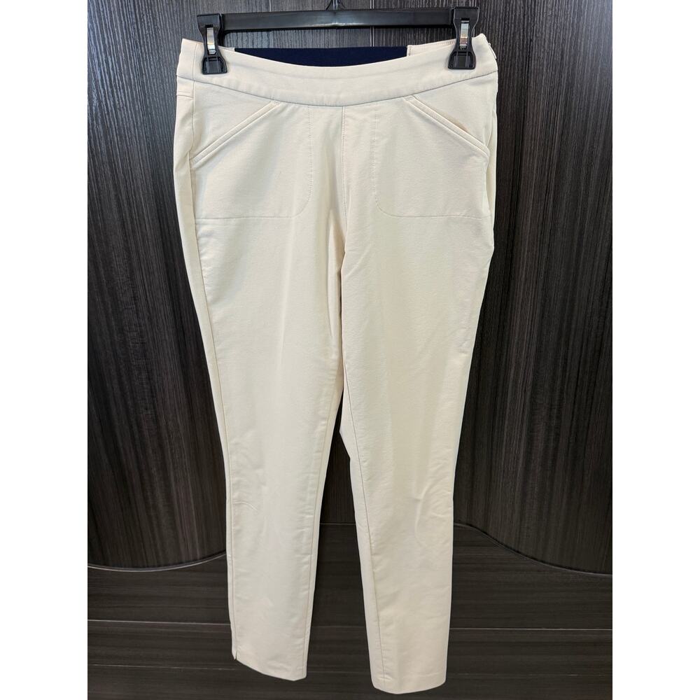 Peter Millar Women’s Tan Golf Ankle Pants – Size 0 Side Zipper Black Stretchband - Picture 2 of 8